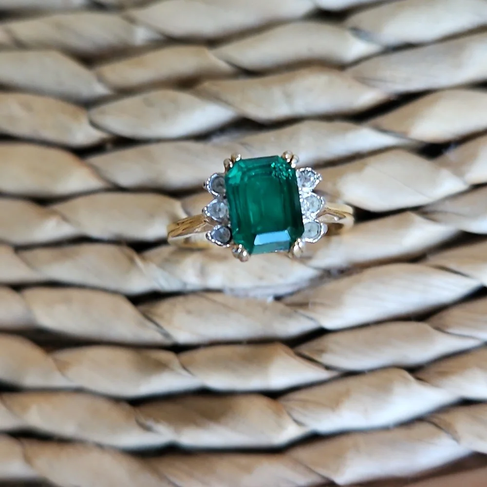 💚HP💚Joseph Esposito Signed CZ 14K Electroplate Matching Ring & Earrings - Picture 3 of 7
